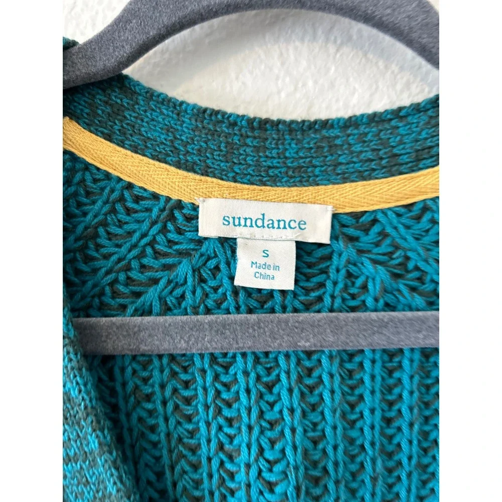 Sundance Coastal Grandma Teal Green Chunky Ribbed Knit Cardigan Sweater SZ SM - Picture 4 of 8